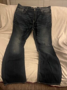 BKE Men's size 40 XXL TYLER Dark Blue Bootcut Jeans 40 x 37 like new